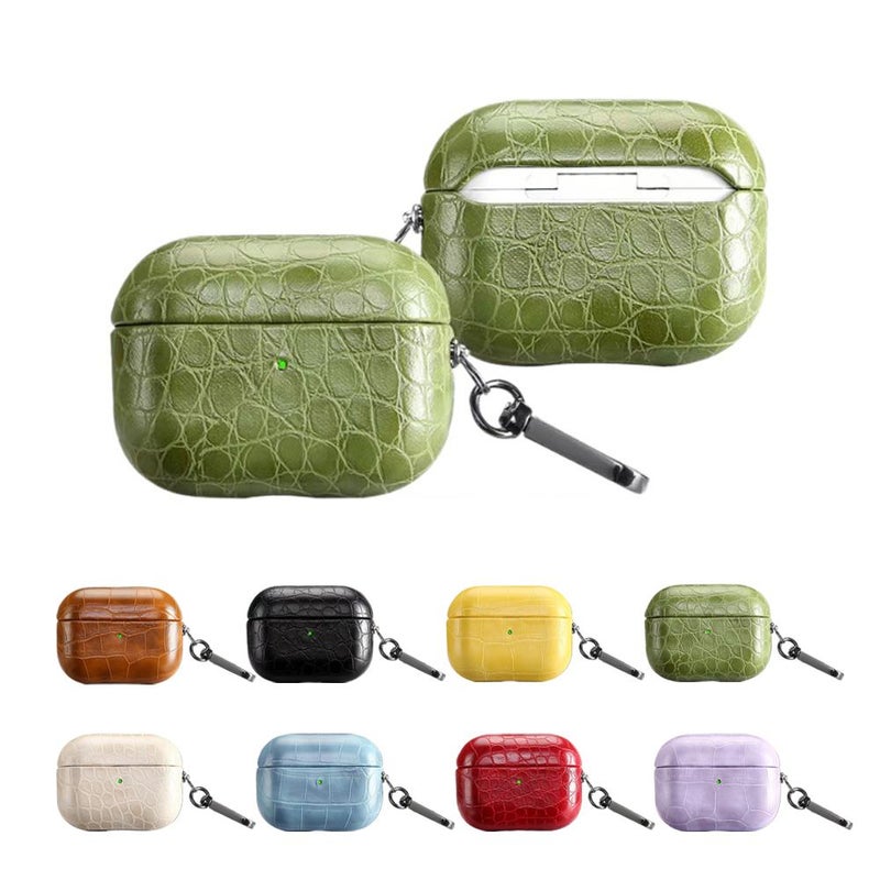 Handmade Leather Case -for Airpods pro3 Pu Case Cover,Crocodile/alligator Skin Lizard Skin Luxury Texture,Drop Protection Soft Shell Cover With Keychain,for Airpods pro3rd Generation Earbuds (White) - Image 2